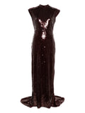 Rotate Birger Christensen Cap Sleeve Maxi Dress — Red — Size XS — Front View