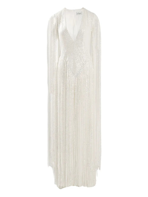 Ana Radu Sequin Embellished Maxi Dress — White — Size XS — Front View