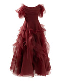 Ana Radu Off Shoulder Midi Dress — Red — Size S — Front View
