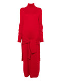 Toteme Knitted Turtleneck Maxi Dress — Red — Size S — Front View