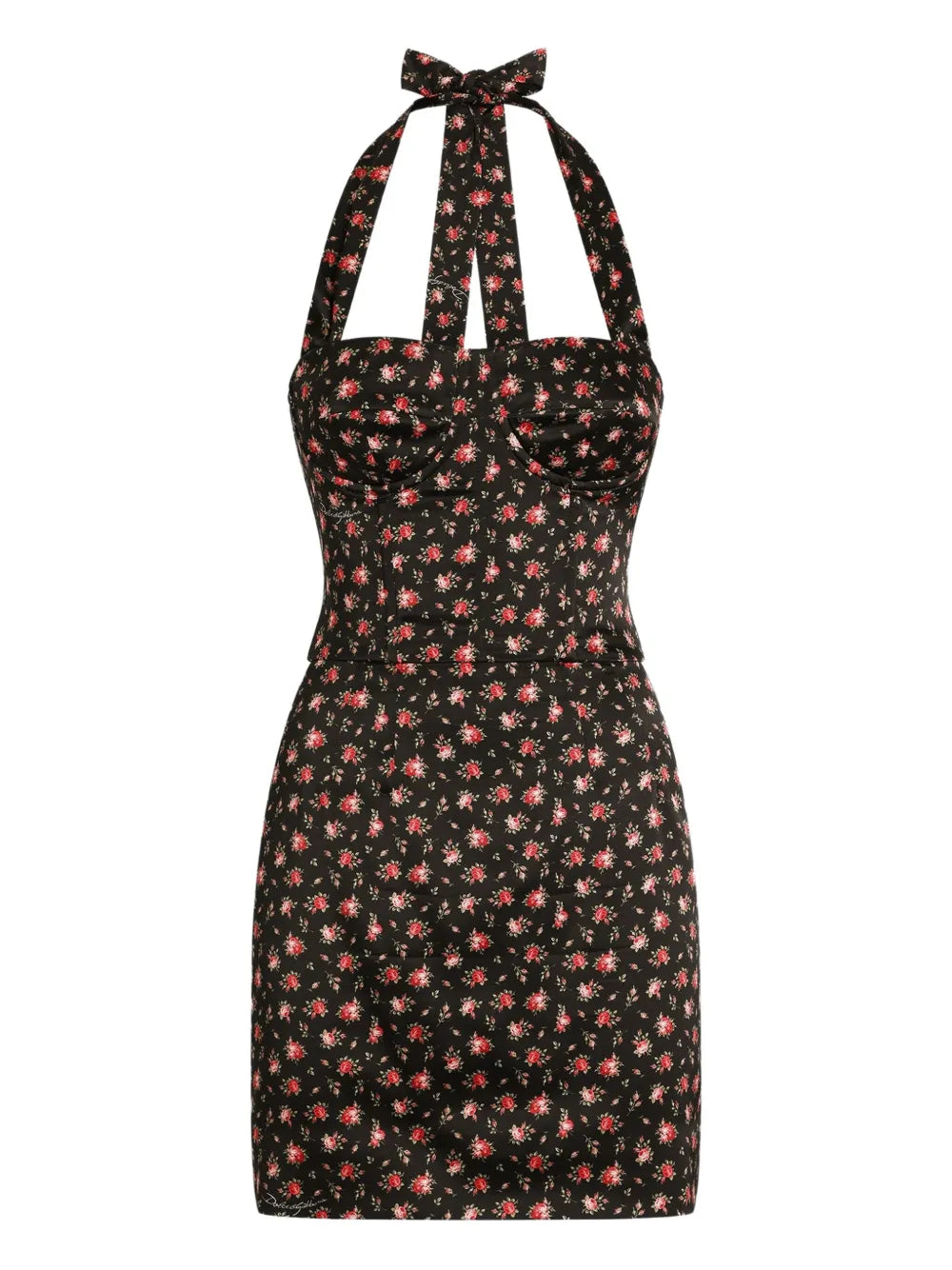Dolce Gabbana Floral Print Mini Dress — Black — Size XS — Front View