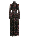 Dolce Gabbana Floral Maxi Dress — Black — Size XS — Front View