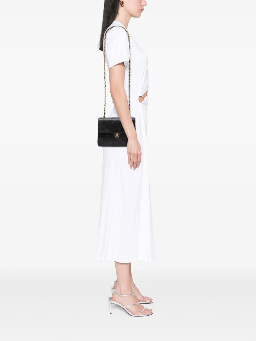 Chanel Pre Owned 1989 1991 Square Quilted Lambskin Single Flap Shoulder Bag — Same as shown — Size One Size — Side View