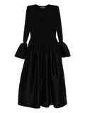 Cynthia Rowley Flared Sleeves Dress — Black/ Red — Size S — Front View