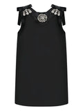 Dolce Gabbana Crystal Embellishment Mini Dress — Black — Size XS — Front View