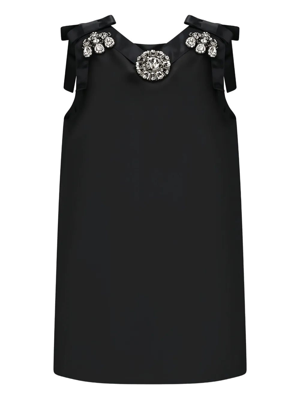 Dolce Gabbana Crystal Embellishment Mini Dress — Black — Size XS — Front View