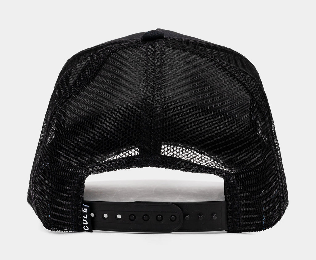 Exclusive May The Bridges Burn Trucker Mens Hat (Black/White) — OS — Side View