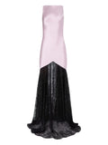 Nina Ricci Mermaid Lace Detail Maxi Dress — Black/ Purple — Size S — Front View