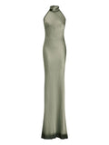 Ralph Lauren Collection Halter Neck Sleeveless Maxi Dress — Green — Size XS — Front View