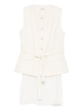 Sandro Sequin Embellished Pleated Mini Dress — White — Size S — Front View
