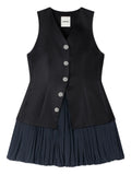 Sandro Layered Sleeveless Dress — Black/ Red — Size XS — Front View