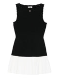 Sandro Ruffled Pleated Midi Dress — Black/ White — Size XS — Front View