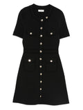 Sandro Button Detail Mini Dress — Black — Size XS — Front View