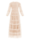 Needle Thread Blossom Laced Ruffled Midi Dress — Red — Size XS — Front View