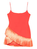 David Koma Fringed Detail Mini Dress — Red/ Orange — Size XS — Front View