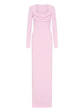 Rebecca Vallance Nemy Cowl Neck Long Sleeve Maxi Dress — Pink — Size XS — Front View