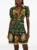 Farm Rio Ayla Floral Print Mini Dress — Green — Size M — Front View