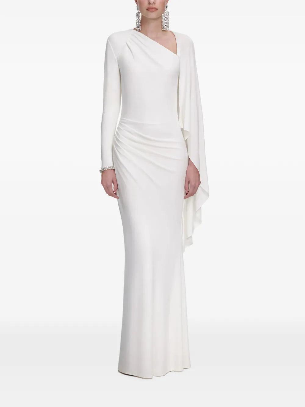 Self Portrait Draped Maxi Dress — White — Size XS — Front View