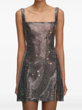 Self Portrait Rhinestone Embellishment Mini Dress — Black/ Grey — Size XS — Front View