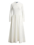 Polo Ralph Lauren Henley Style Maxi Dress — White/ Red — Size XS — Front View