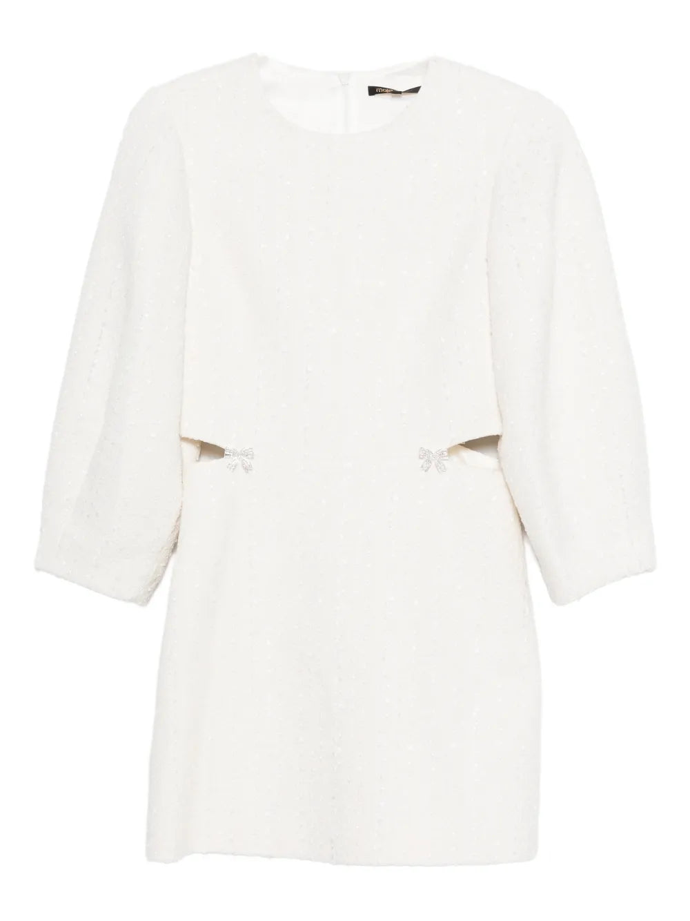 Maje Cut Out Bow Cotton Dress — White — Size XS — Front View