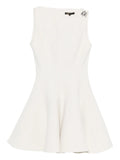 Maje Buckle Applique Cotton Dress — White — Size S — Front View