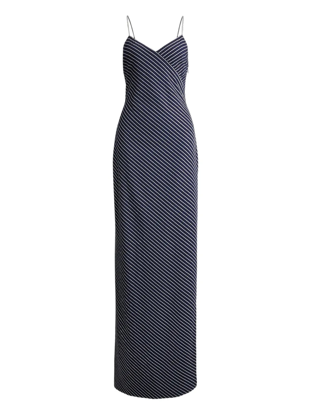 Ralph Lauren Collection Caitlin Sequined Striped Maxi Dress — Blue/ Navy — Size S — Front View