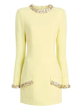 Cinq A Sept Adi Embellished Mini Dress — Yellow — Size XS — Front View