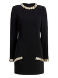 Cinq A Sept Flower Dots Embellished Dress — Black — Size XXS — Front View
