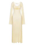 Manuri Nina Flared Detail Maxi Dress — Red/ Yellow — Size XS — Front View