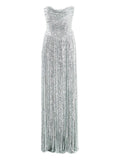 Ana Radu Fringed Detail Maxi Dress — Silver — Size XS — Front View