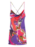 Pucci Orchidee Print Short Jersey Dress — Red — Size XS — Front View