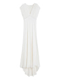 Max Mara Burano V Neck Embellished Maxi Dress — White — Size XS — Front View