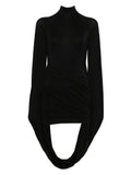 Axel 113 Luna Draped Mini Dress — Black — Size S — Front View