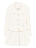 Self Portrait Boucle Collared Mini Dress — Beige/ Red — Size XS — Front View