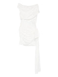 Self Portrait Lace Draped Mini Dress — White/ Red — Size XS — Front View