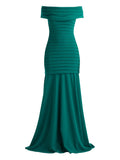 Tadashi Shoji Off Shoulder Pleated Maxi Dress — Green — Size XS — Front View