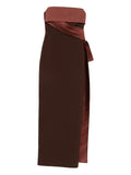 Roland Mouret Strapless Tie Detail Maxi Dress — Brown — Size XS — Front View