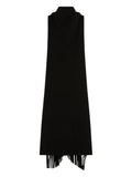 Max Mara Fringed Dress — Black — Size XS — Front View