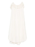 Parlor X Alice Cavaleru Spaghetti Strap Midi Dress — Red/ Ivory — Size M — Front View