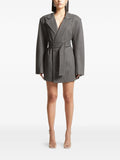 Maniere De Voir Pinstriped Blazer Mini Dress — Grey — Size S — Front View