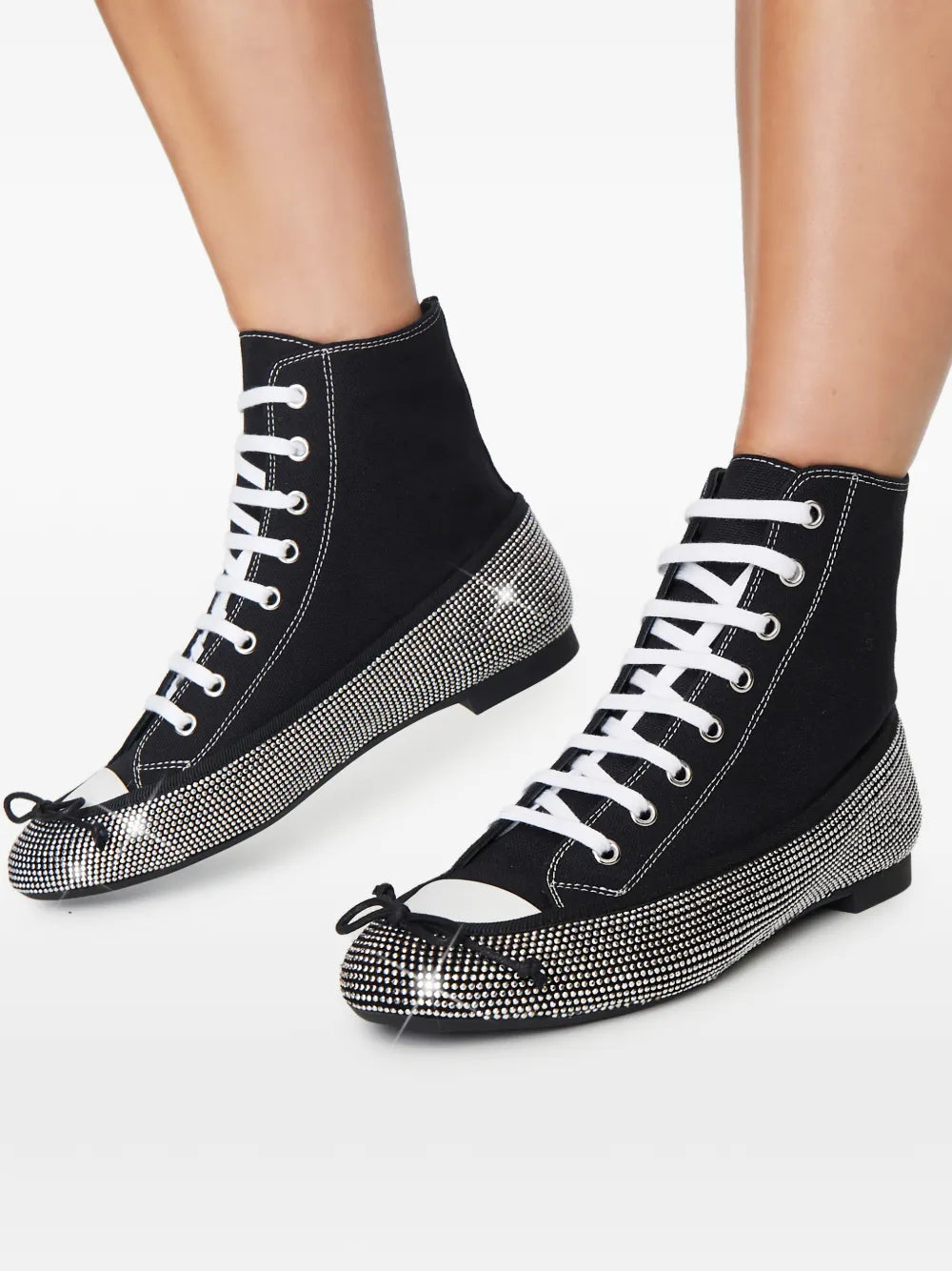 Marco De Vincenzo Crystal-Embellished Lace-Up — Black — Size US M 3.5 - US W 5 — Back View