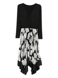 Karl Lagerfeld Floral Pleated Dress — Black — Size S — Front View