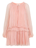 Chloe Ruffled Silk Dress — Red — Size XS — Front View