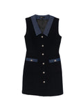 Maje Patch Pocket Button Mini Dress — Blue/ Navy — Size XS — Front View