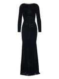 Nissa Backless Textured Maxi Dress — Black/ Red — Size S — Front View