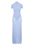 Manuri Pearl Embellished Maxi Dress — Blue — Size S — Front View