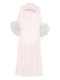 Reem Al Dhaheri Feather Trim Kaftan — Tan/ Pink — Size S — Front View