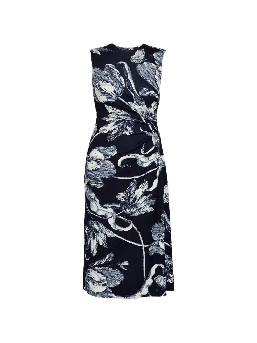 Erdem Floral Print Sleeveless Midi Dress — Blue — Size S — Front View