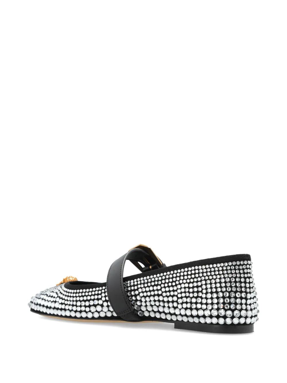 Versace La Medusa Studded Ballet Flats — Black — Size US M 3.5 - US W 5 — Back View